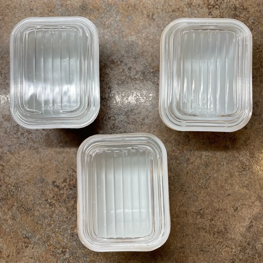 Vintage Pyrex Refrigerator Storage Dishes With Ribbed Lids Tan Set Homestead